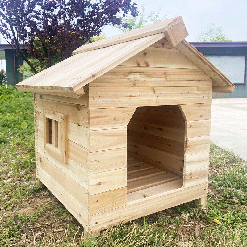 实木狗窝通用木制狗舍防雨防晒宠物狗房子大型犬户外木屋挡风手工