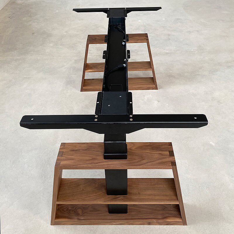 [指尖森林]实木电动升降桌桌腿黑胡桃木电机支架自动电脑桌子桌架