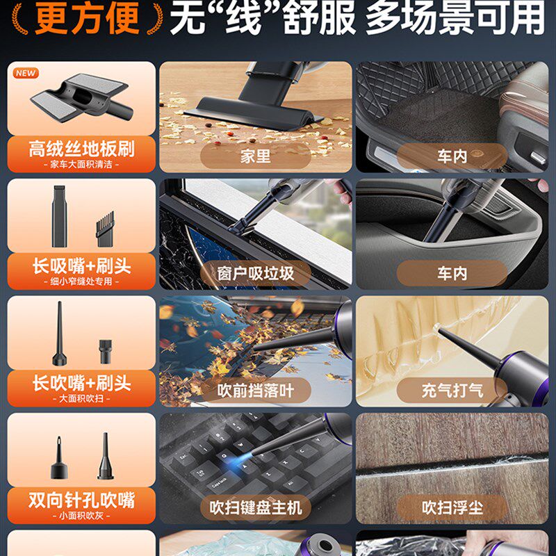 无线吸尘器家用大吸力手持小型车载2025新款超强吸力桌面床上猫毛