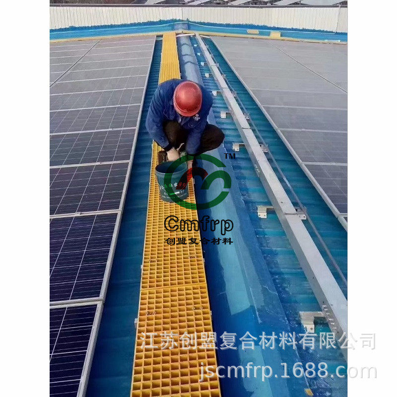 FRP格栅板玻璃钢光伏走道板光伏过道网光伏检修平台光伏运维通道图片