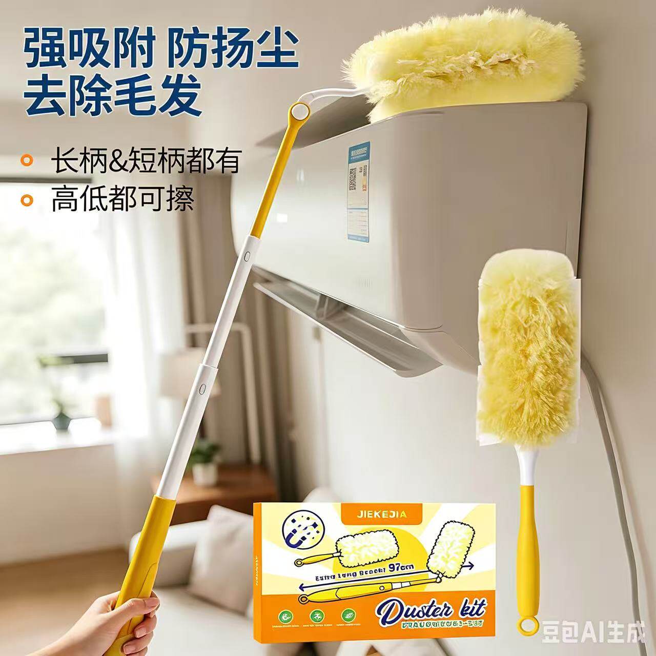 洁可佳静电除尘掸子家用可伸缩杆一次性鸡毛掸子强吸附防扬尘扫灰