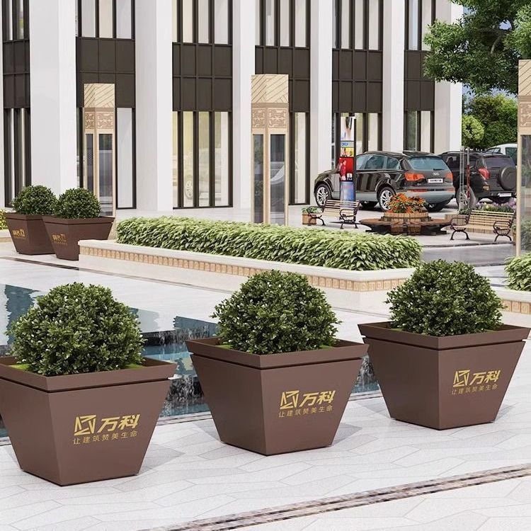 不锈钢铁艺绿植花架商业街花箱围栏庭院外摆花槽广场花坛创意设计