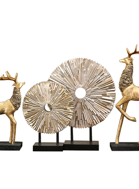 欧式电视柜麋鹿摆件家居饰品美式客厅玄关酒柜软装工艺品轻奢摆设