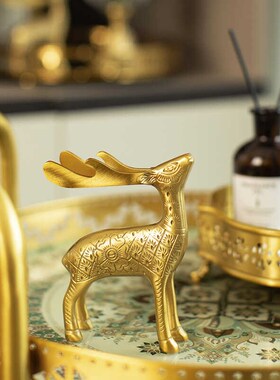 木南创意黄铜小鹿啤酒开瓶器摆件轻奢客厅电视柜家用桌面装饰品