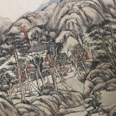 王原祁 辋川图全卷 古代名家山水画绢本长画 高清微喷装饰临摹画