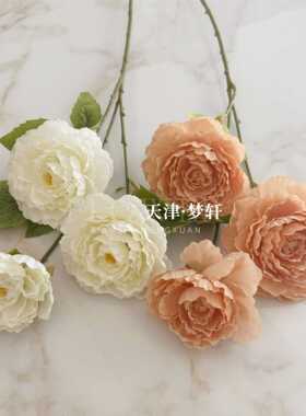 仿真3头韩式牡丹花婚庆路引背景墙插花 家居装饰摆件道具仿真花
