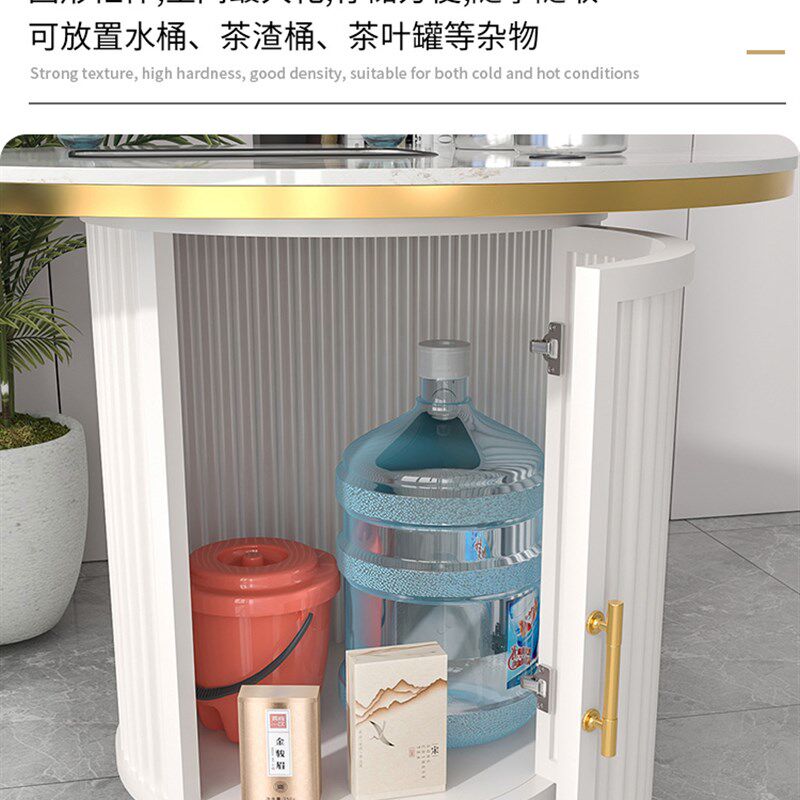 轻奢岩板阳台茶桌椅组合可移动小型家用泡茶台现代简约圆形喝茶桌