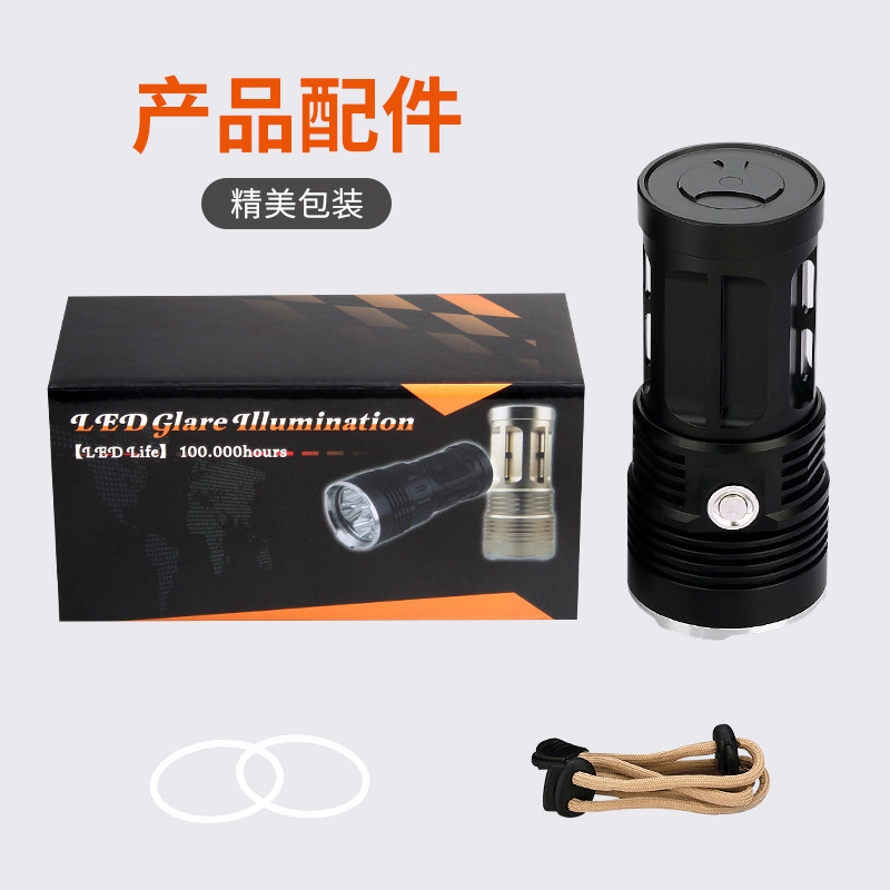 强光3/4/5/6/7/8/9/10/11核T6 LED 神级4节18650锂电池3档手电筒
