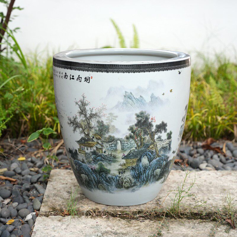 景德镇陶瓷睡莲碗莲荷花盆缸铁树盆景种树大花盆特大庭院养鱼水缸