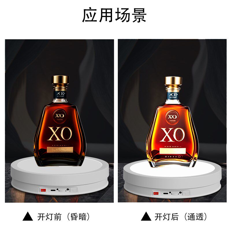 遥控USB充电带LED灯发光旋转盘 白光暖光灯七彩转盘 静物拍摄台