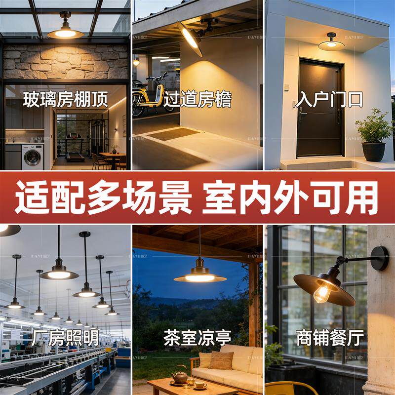 温室吸顶灯户外防水庭院LED雨棚吊灯室外阳台玻璃房专用吸顶灯
