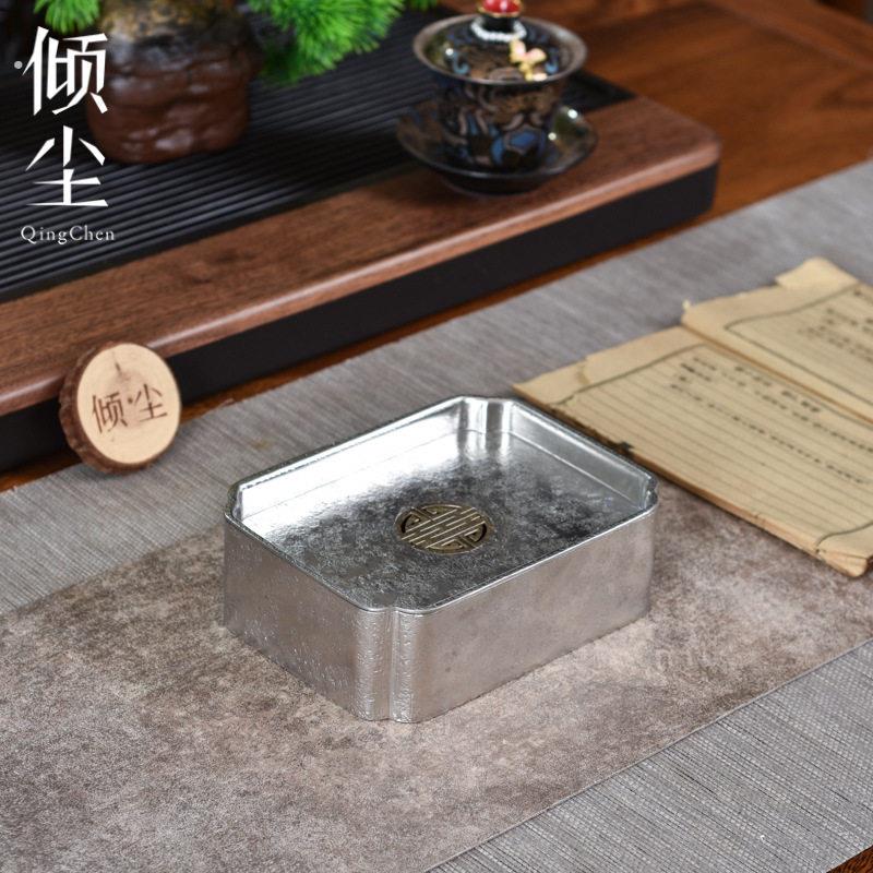 云雅锡壶承方建水 纯锡手工锤纹储水茶海 潮汕功夫茶茶盘 干泡台