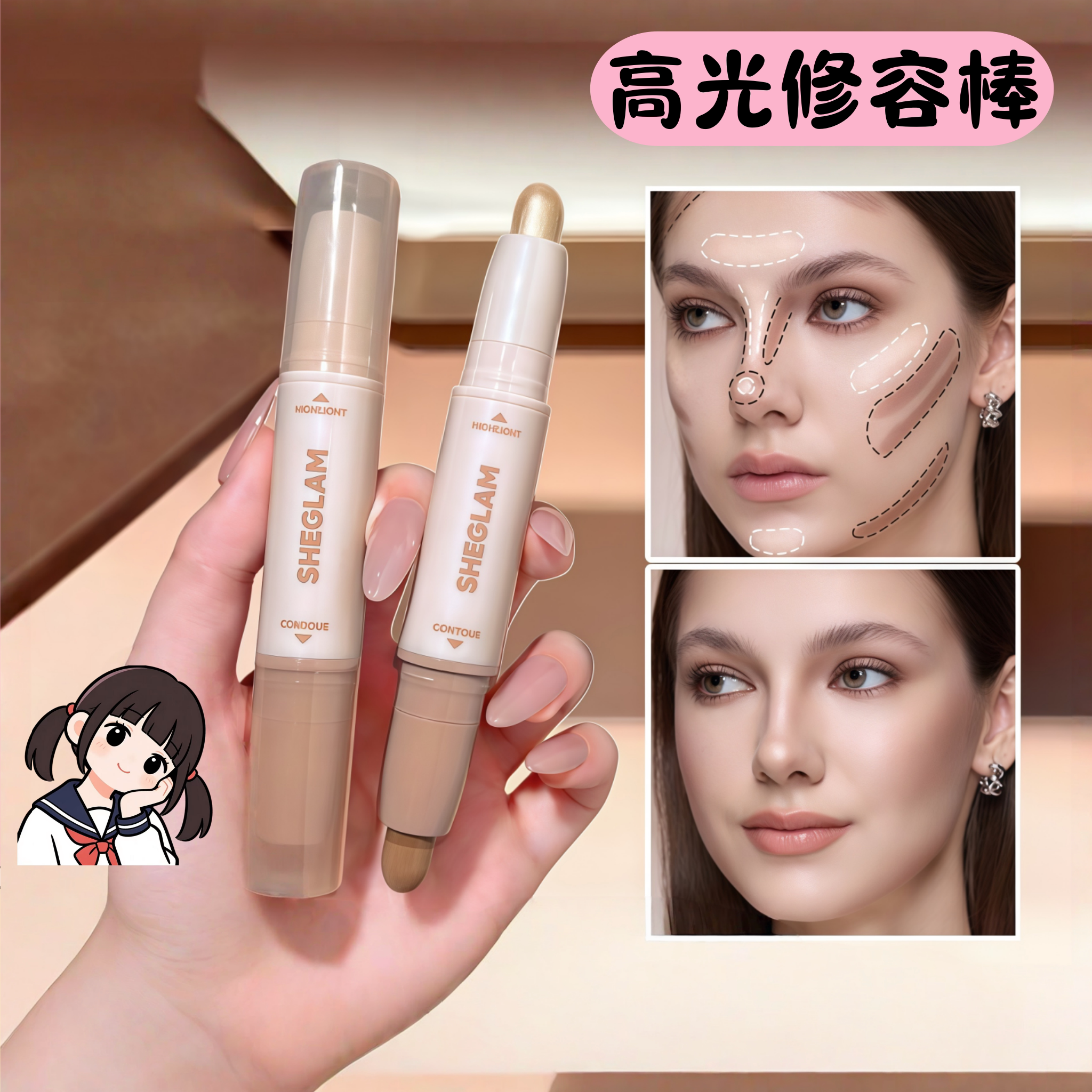sheglam双头高光修容笔图片