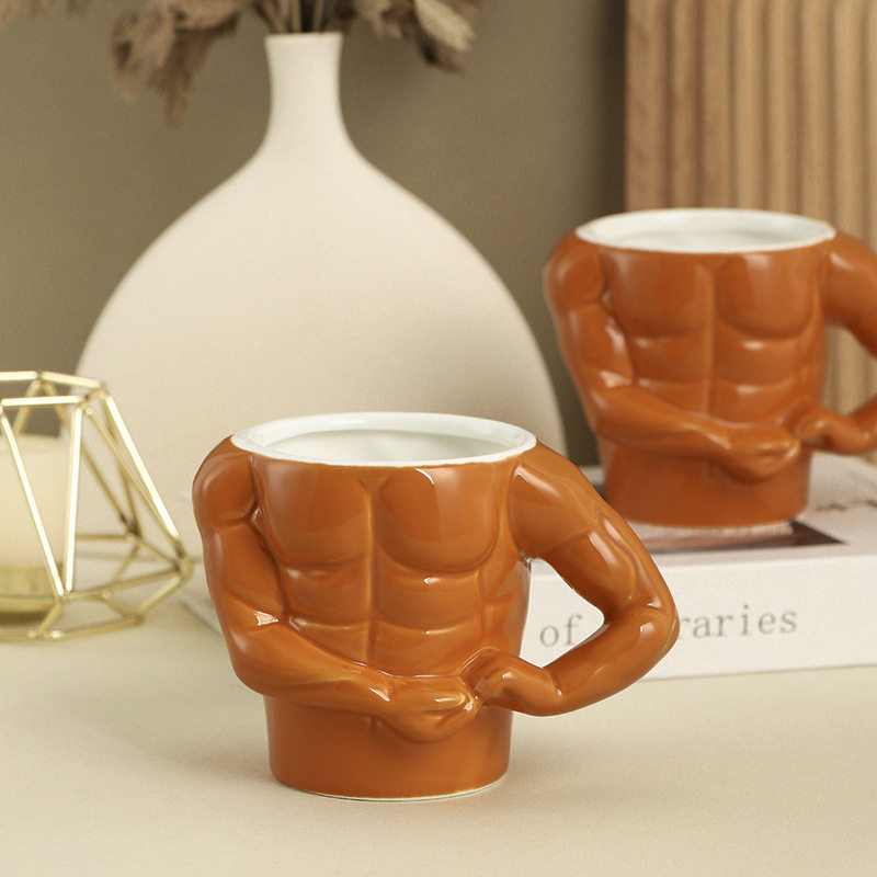 健美男肌肉杯创意陶瓷杯子猛男杯大容量新奇特希音马克杯