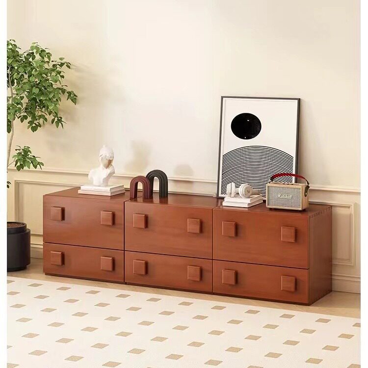 北欧实木电视柜小户型现代简约储物柜中古客厅卡门柜组合斗柜落地