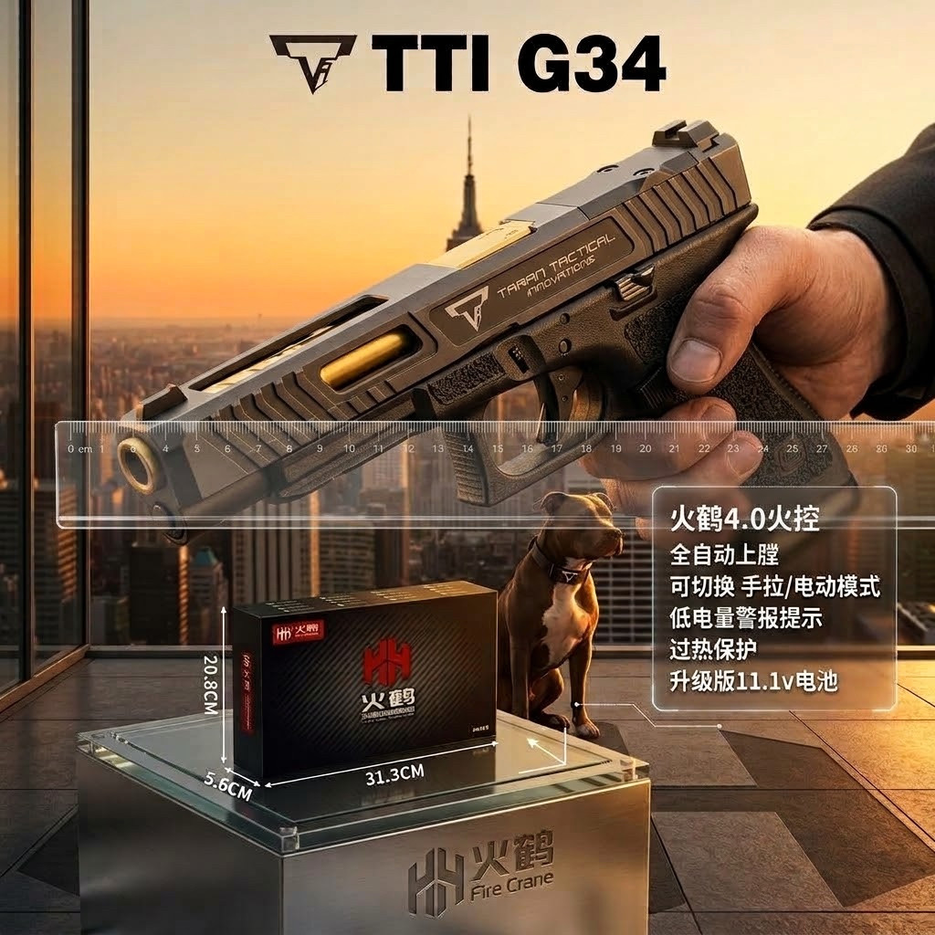 金滑版火鹤G34TTI格洛克电手电动连发模型发射器玩具枪男孩科CS