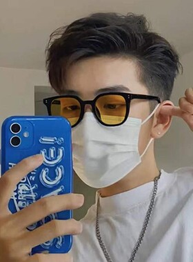 复古黑框茶色太阳眼镜男款开车防晒韩版橘黄色眼镜女变色近视太阳