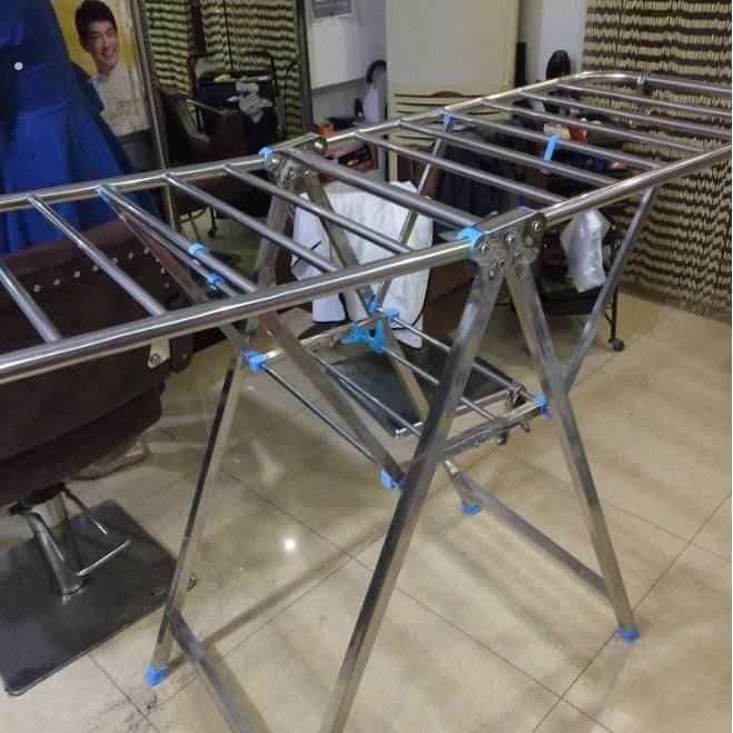 大号不锈钢折叠晾衣架地面放平毛巾架洗车店理髲店晒毛巾的架子