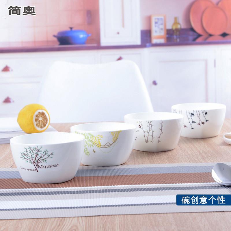 米饭碗陶瓷碗一家人区分专用创意个性家用吃饭小碗骨瓷碗方碗可爱