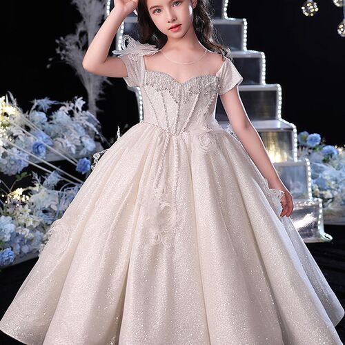 儿童礼服公主裙花童婚礼小女孩蓬蓬纱女童小主持人走秀钢琴演出服