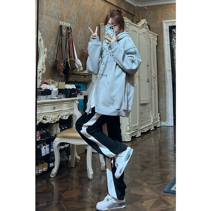 黑色直筒休闲西装裤女高腰夏季薄款大码胖mm宽松显瘦垂感阔腿裤子