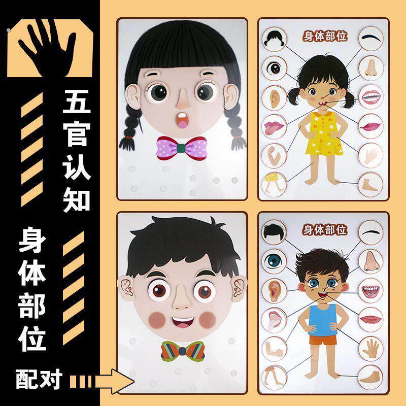 贴鼻子游戏道具认知理解眼睛鼻子耳朵眉毛自闭症语言发育迟缓