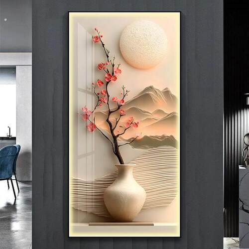 现代简约玄关入户装饰画挂画客厅走廊装饰画轻奢高级感竖版壁画