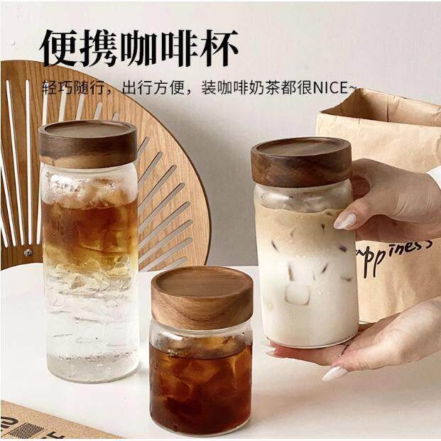 可携式外带玻璃杯带盖子喝水杯女耐高温个人专用茶杯密封随行咖啡