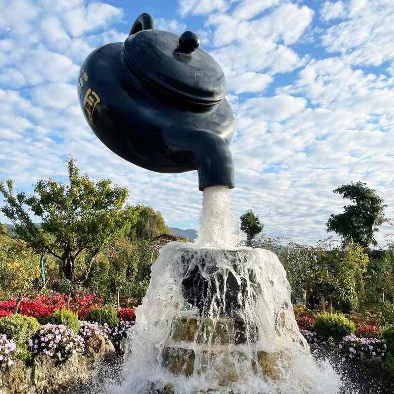 玻璃钢悬空天壶流水悬壶茶园流水茶壶大摆件装饰陈装饰室内美摆件