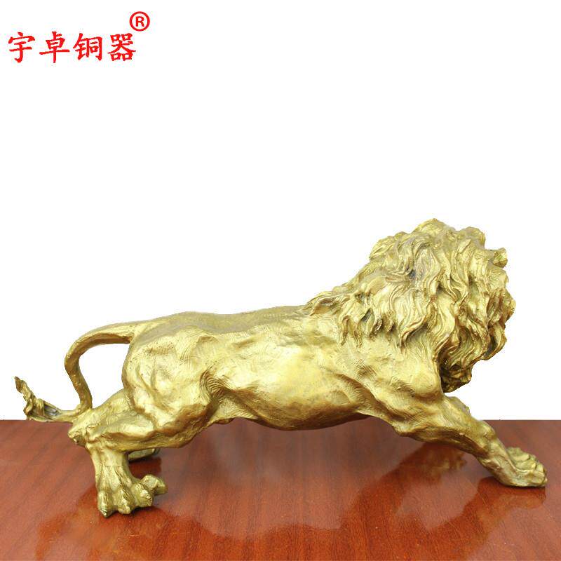 宇卓铜器 纯铜狮子 黄铜狮子 雄狮子家居装饰办公室工艺品摆件