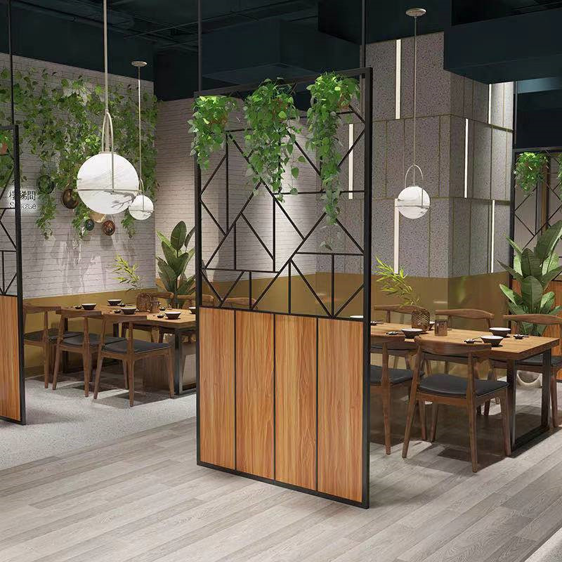 工业风餐厅卡座绿植隔断花架铁艺围栏酒吧隔栏工业风屏风装饰镂空