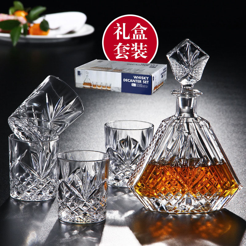 样板间厨房吧台酒柜摆件水晶玻璃威士忌洋酒杯套装欧式醒酒器酒具