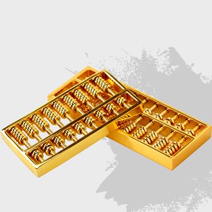 聚缘阁算盘摆件黄铜金色铜算盘复古怀旧算盘招财钥匙扣家居装饰品