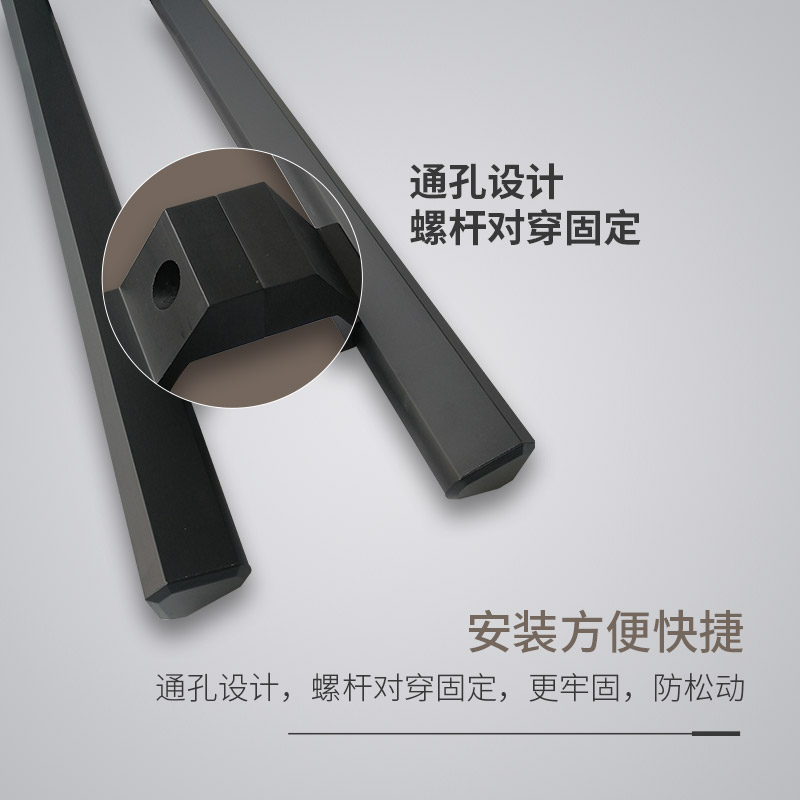 断桥铝门玻璃门拉手 双开有框门防火门把手 银黑色加长太空铝拉手