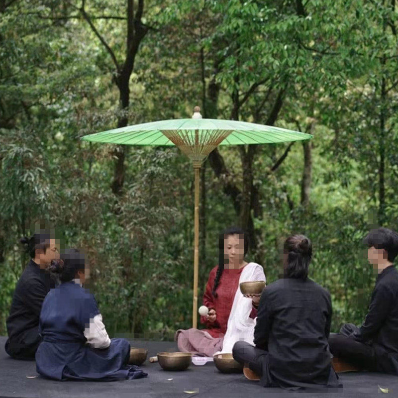 新中式古黄色文化伞防雨桐油阜外花园大型油纸伞加纱实用摄影油伞