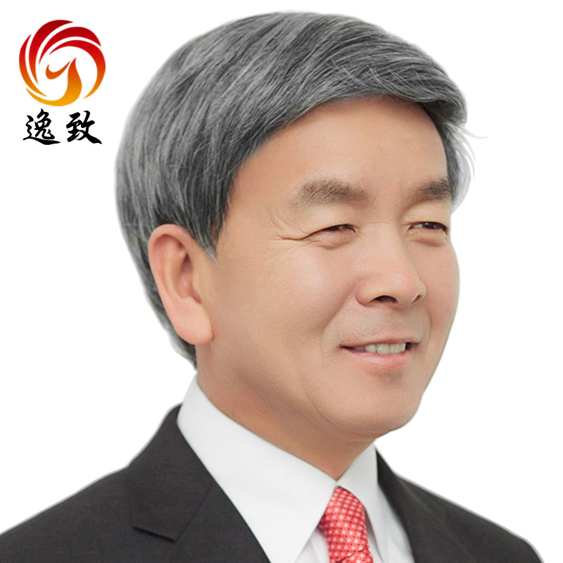 表演花白色款假发男款短发灰花白短直发发男士中老年人整顶假发套