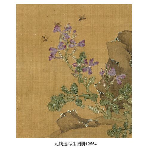 元钱选写生图册花鸟画挂画仿古名画复制国画字画新中式玄关装饰画