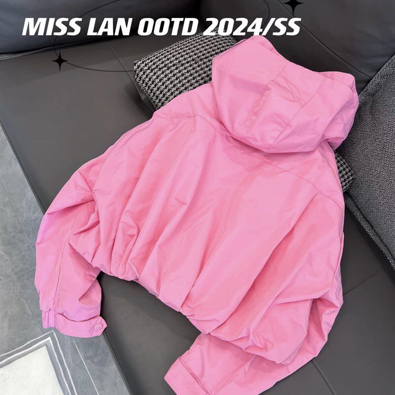 超火小个子活帽外套薄棉连帽飞行夹克春季短款外衣女上衣休闲外套