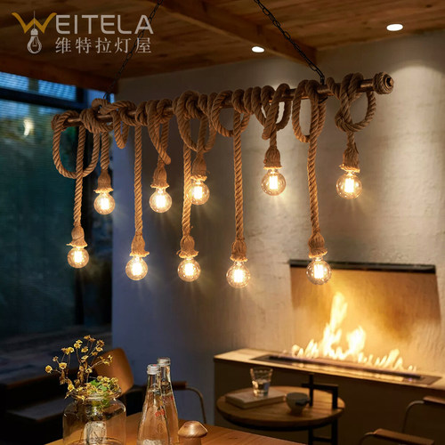 loft创意水管麻绳吊灯餐厅咖啡馆酒服装店北欧复古工业风茶楼吊灯