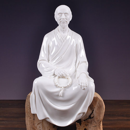 陶瓷工艺佛像弘一法师仿古白瓷禅意雕塑人物家居客厅书房装饰摆件