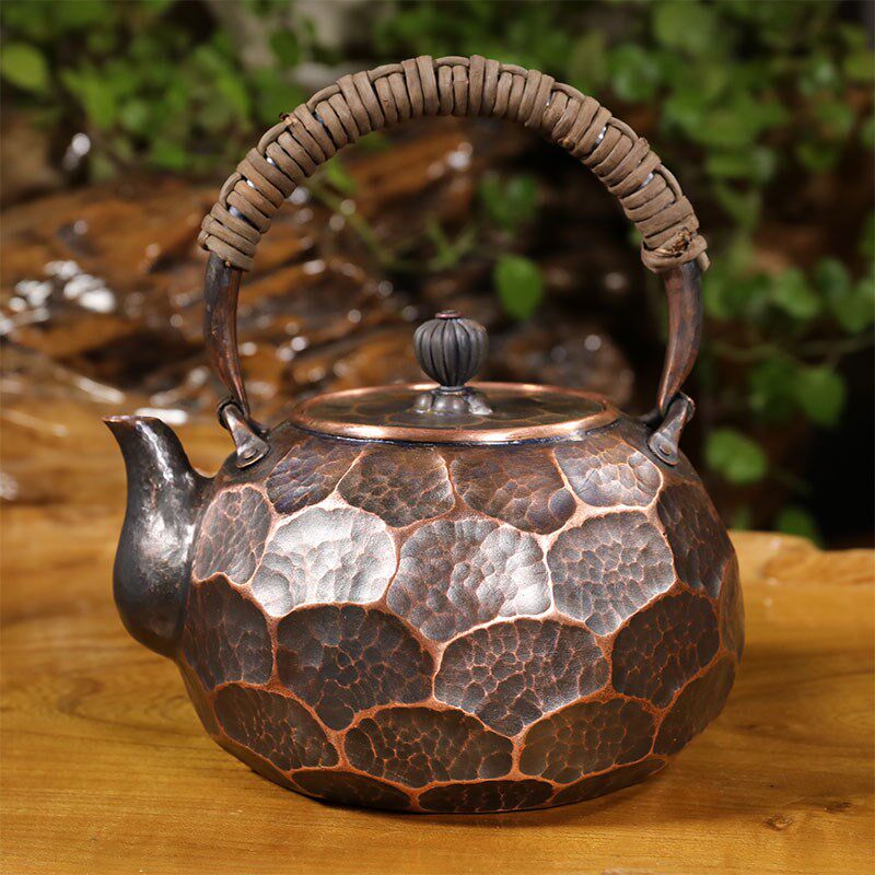 纯铜手工加厚一体铜壶一张片打复古紫铜泡茶壶红茶具铜烧水壶云南