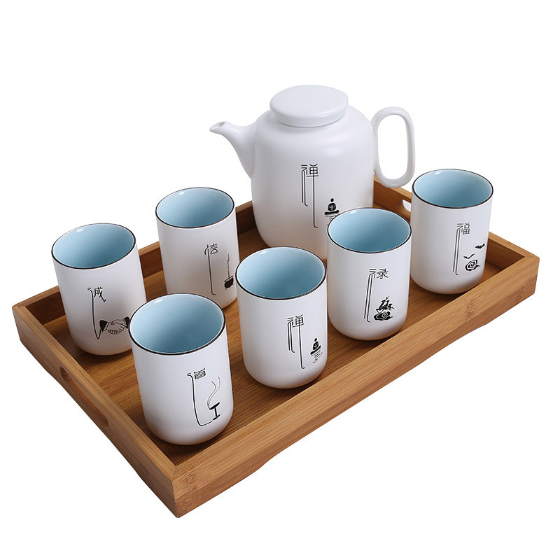 水具一套装家用客厅简约创意办公室水杯陶瓷杯子大号茶壶水壶茶杯