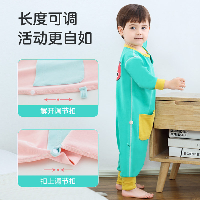 宝宝睡袋春秋薄款婴儿秋冬四季通用款儿童防踢被神器分腿连体睡衣