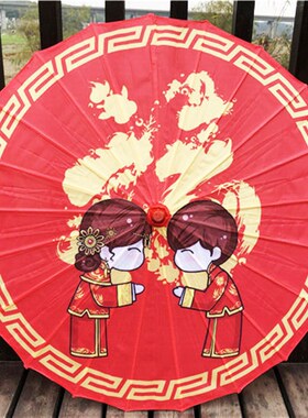 中式婚礼道具油纸伞喜庆大红伞新娘结婚出嫁伞婚礼布置装饰吊顶伞