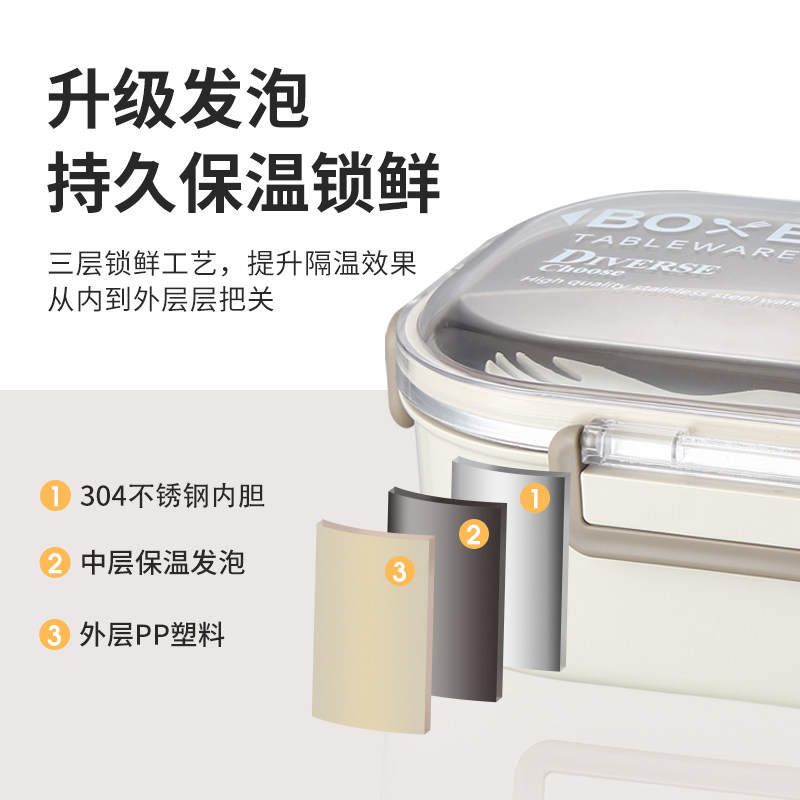 可微波炉加热304不锈钢保温餐盒日式饭盒便携上班学生便当午餐盒