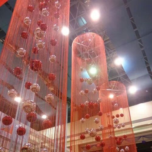 婚庆酒店商场珠宝店吊顶红色白色流苏线帘婚礼展会橱窗布置装饰帘