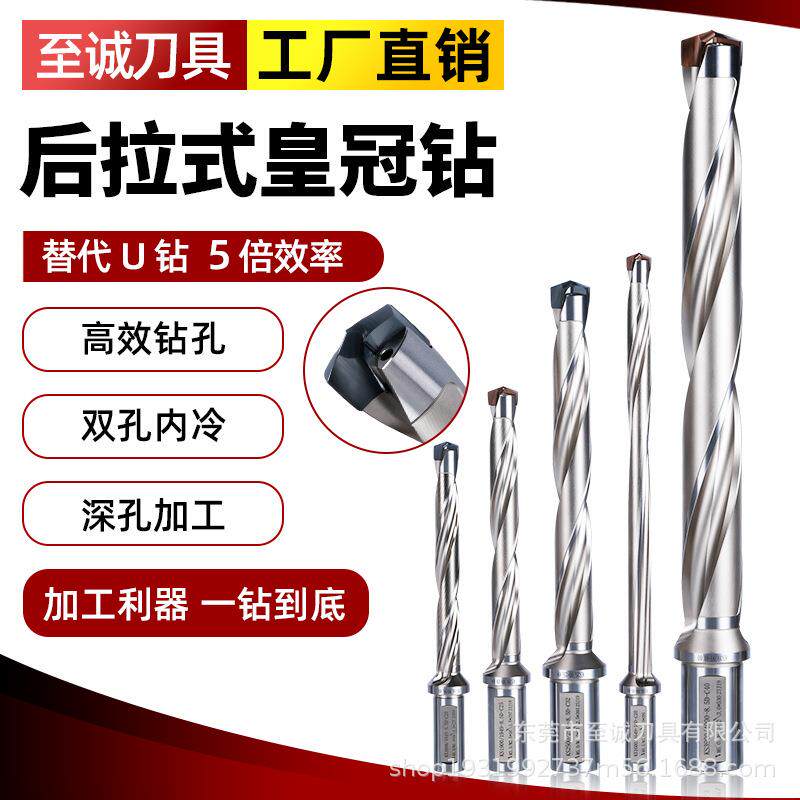 管板皇冠钻后拉舍弃式刀头深孔内冷暴力钻U钻8.5倍10倍高速铲钻头