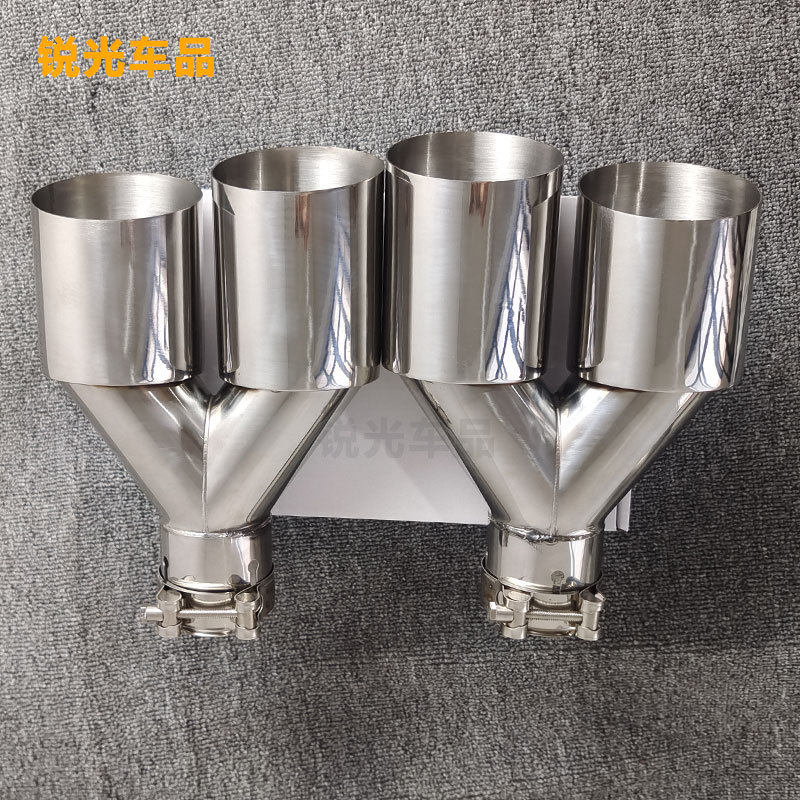 一出二双出不锈钢排气管尾喉单层直边斜口/平口跨境热卖烤蓝