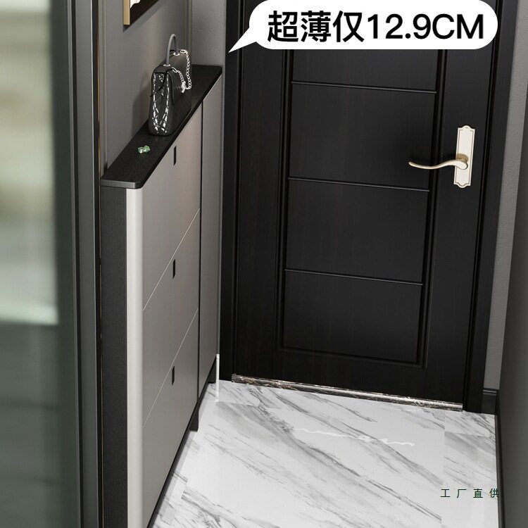 超薄鞋柜13cm极窄实木小户型家用门口入户翻斗玄关柜现代简约12cm图片