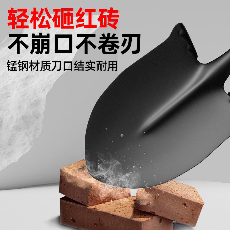 可拆卸铁锹锰钢车载户外花园艺铲子越野车后挂备胎尖方锹救援工具